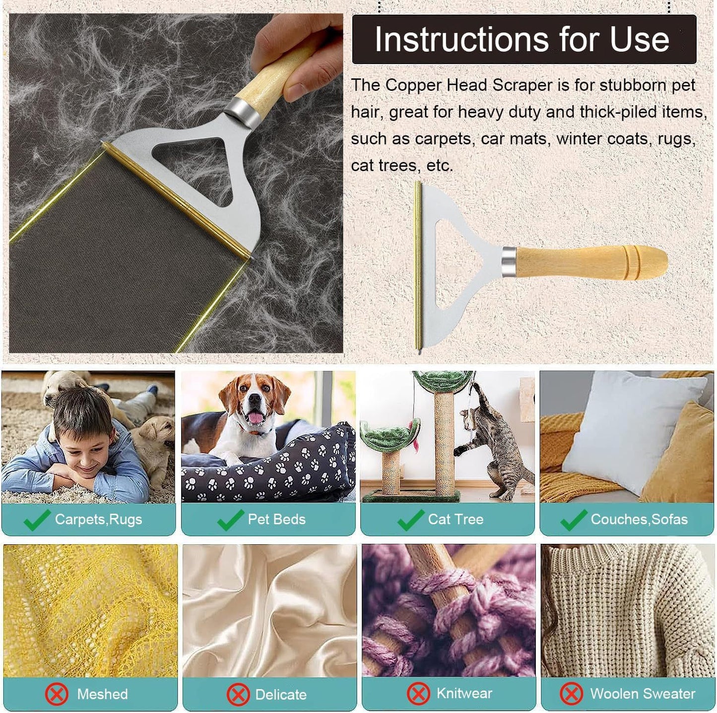 3 Pack Pet Hair Remover Lint Remover Portable Dog Cat Hair Remover